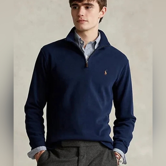 Polo Ralph Lauren Estate Rib Quarter Zip Pullover  Sz Large with a small stain - Picture 1 of 12